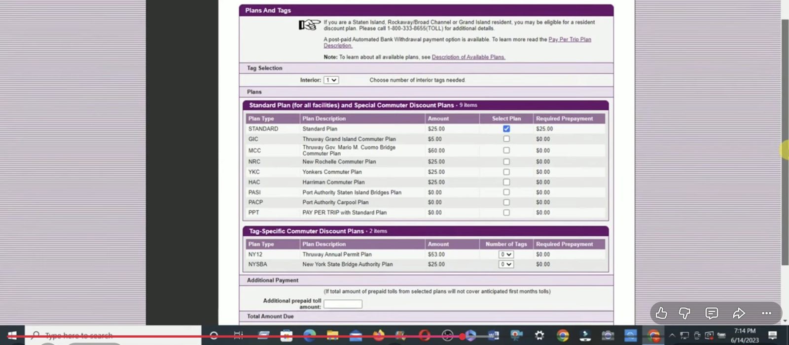 Legacy plans table