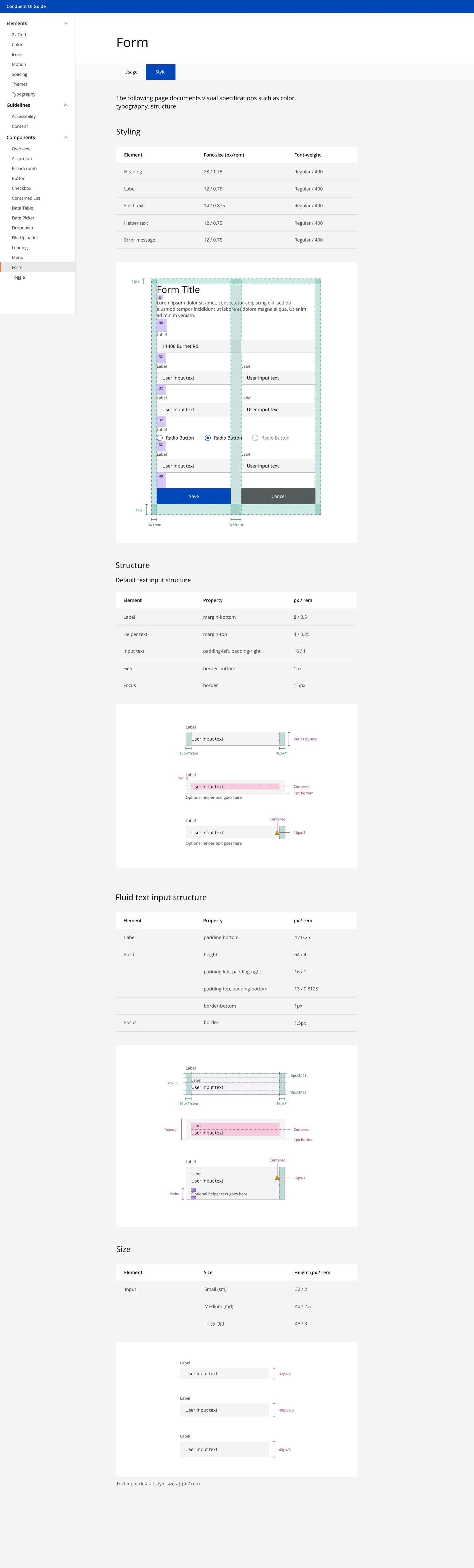 Form spec